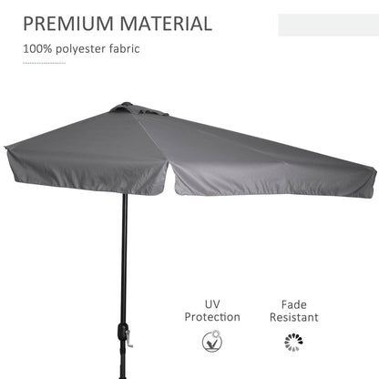 2.3m Half Round Parasol Umbrella Balcony Metal Frame Outdoor NO BASE Grey