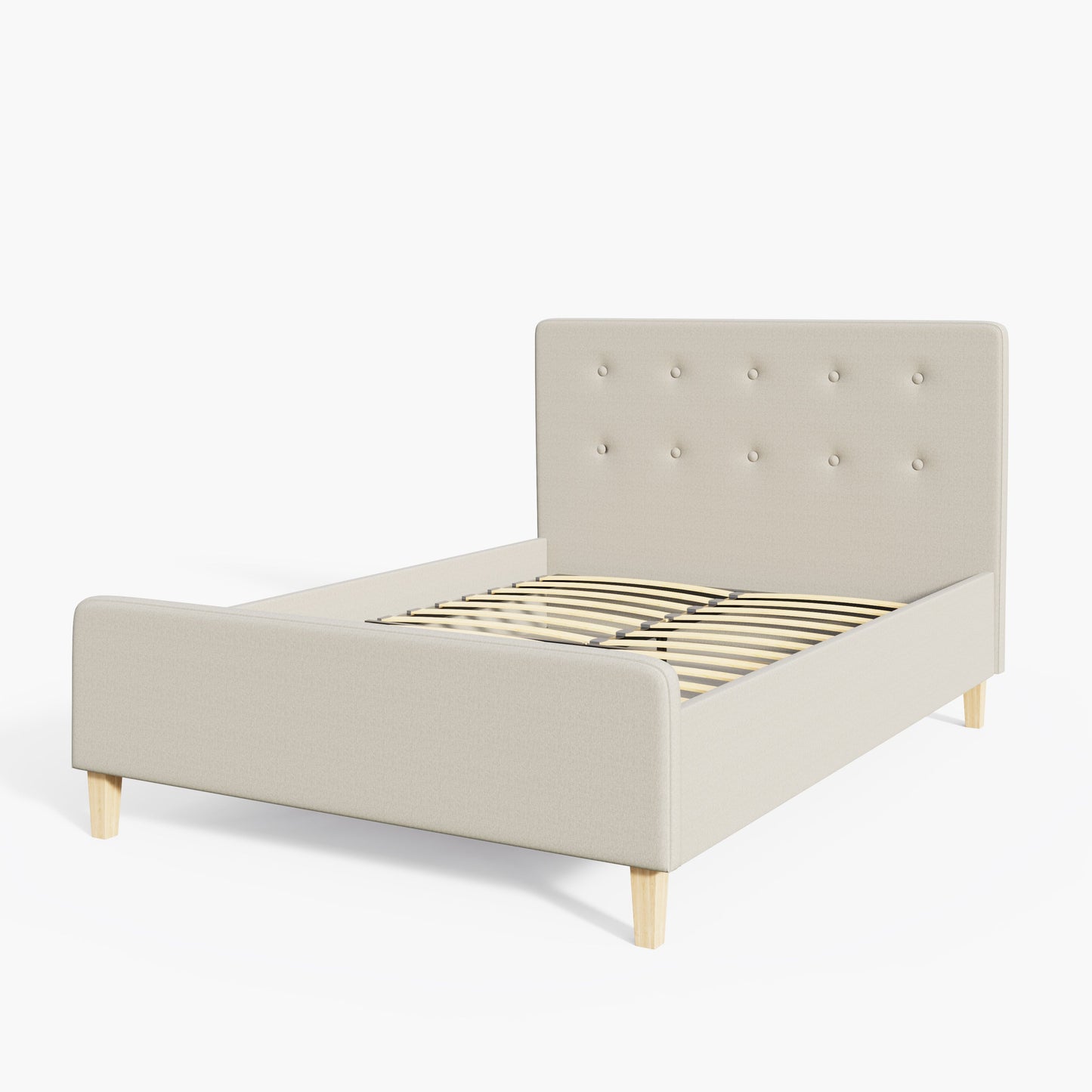 Ashbourne Double Ottoman Bed Wood & Fabric Natural 5 x 7ft