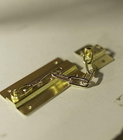 Novelty Heavy Security Chain Door Lock - Brass Finish