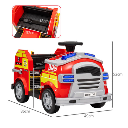 AIYAPLAY 12V Ride on Fire Truck w/ Siren Flashing Lights