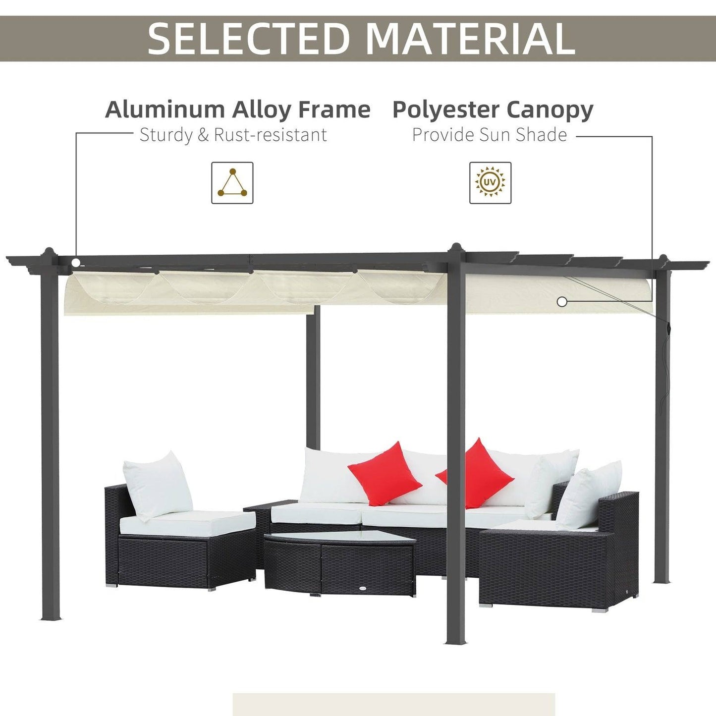 4 x 3M Aluminum Pergola with Retractable Roof