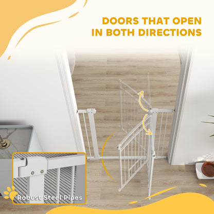 PawHut Stair Gate with Cat Door, Adjustable Width, 76-104cm and 106cm Tall