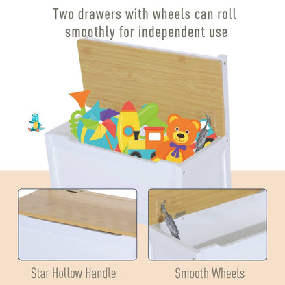 4-Piece Kids Table And Chair Set With 2 Wooden Chairs
