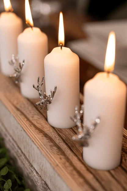 3 Piece Silver Stag Design Candle Pins