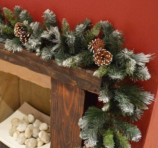 Snow Covered Garland with Pine Cones 2.7m