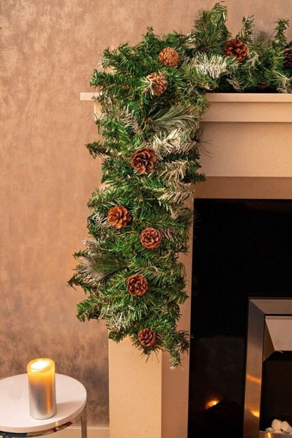 Snow Covered Garland with Pine Cones 2.7m