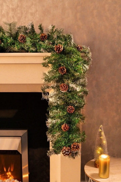 Snow Covered Garland with Pine Cones 2.7m