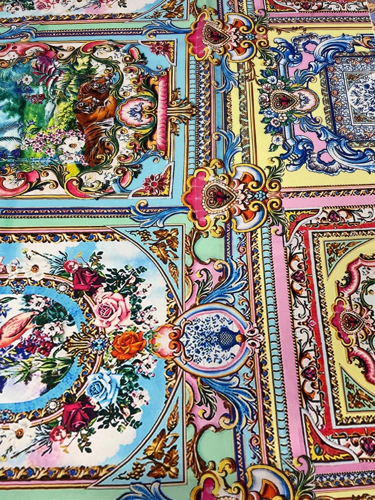 Luxury Baroque Fabric – Fabric by Metre, Options: Satin, Crepe, Spandex, Chiffon