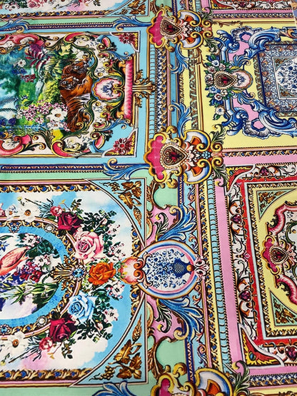 Luxury Baroque Fabric – Fabric by Metre, Options: Satin, Crepe, Spandex, Chiffon