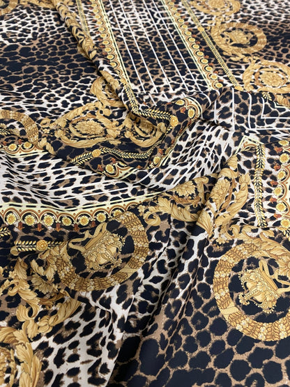 Luxury Baroque Leopard Crepe Fabric by the Metre