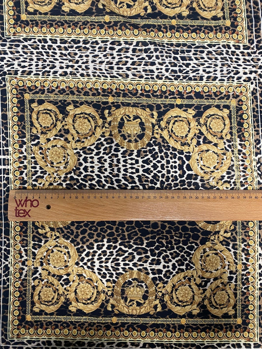 Luxury Baroque Leopard Crepe Fabric by the Metre