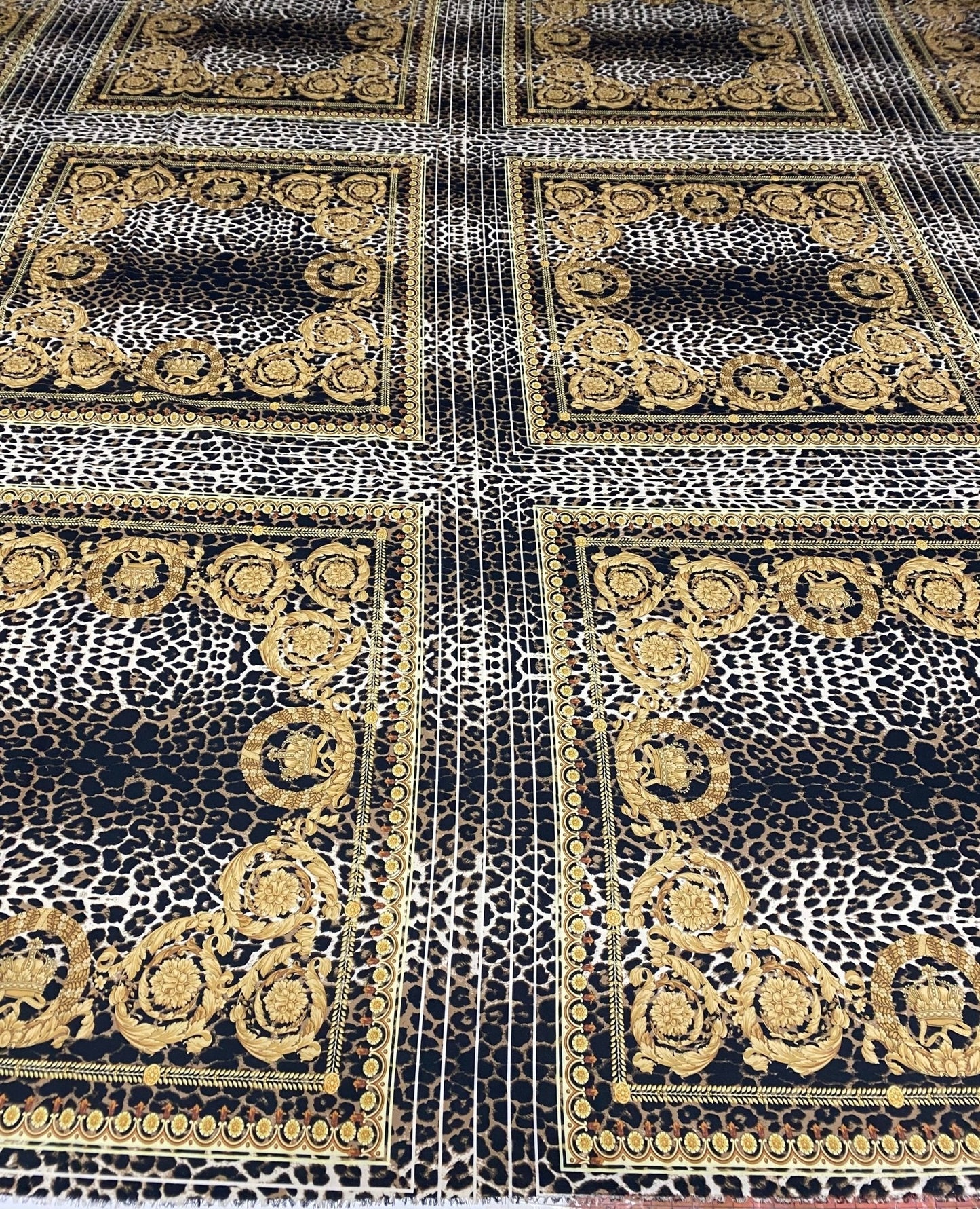 Luxury Baroque Leopard Crepe Fabric by the Metre