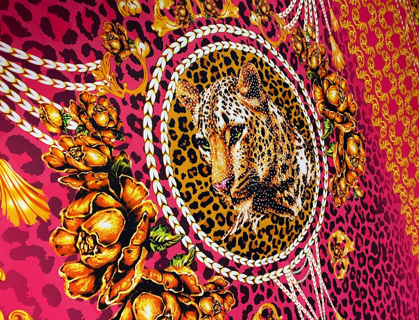 Luxury Baroque Leopard Crepe Fabric by the Metre