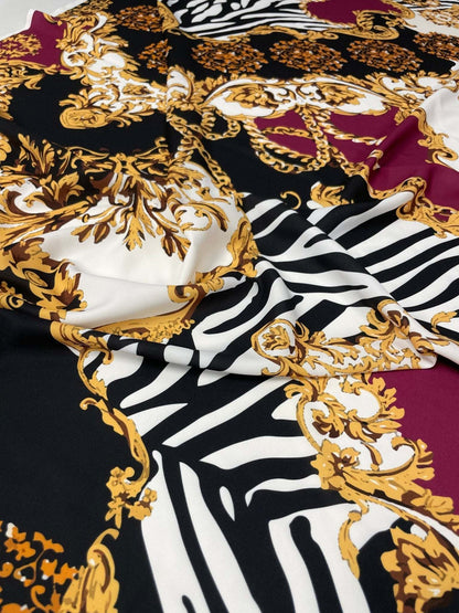 Luxury Baroque Zebra Chain Fabric – Custom Printed Fabric, Choose Material by Metre