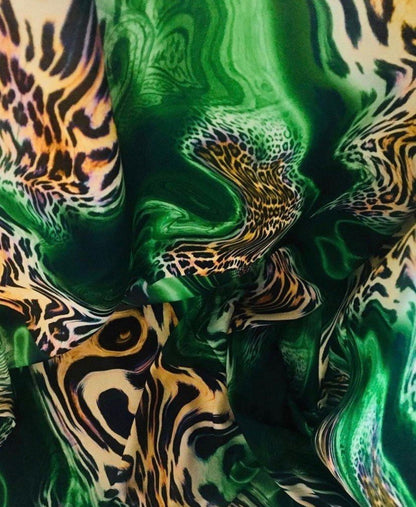 Luxury Green Leopard Print Fabric