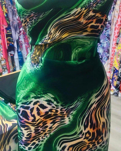 Luxury Green Leopard Print Fabric