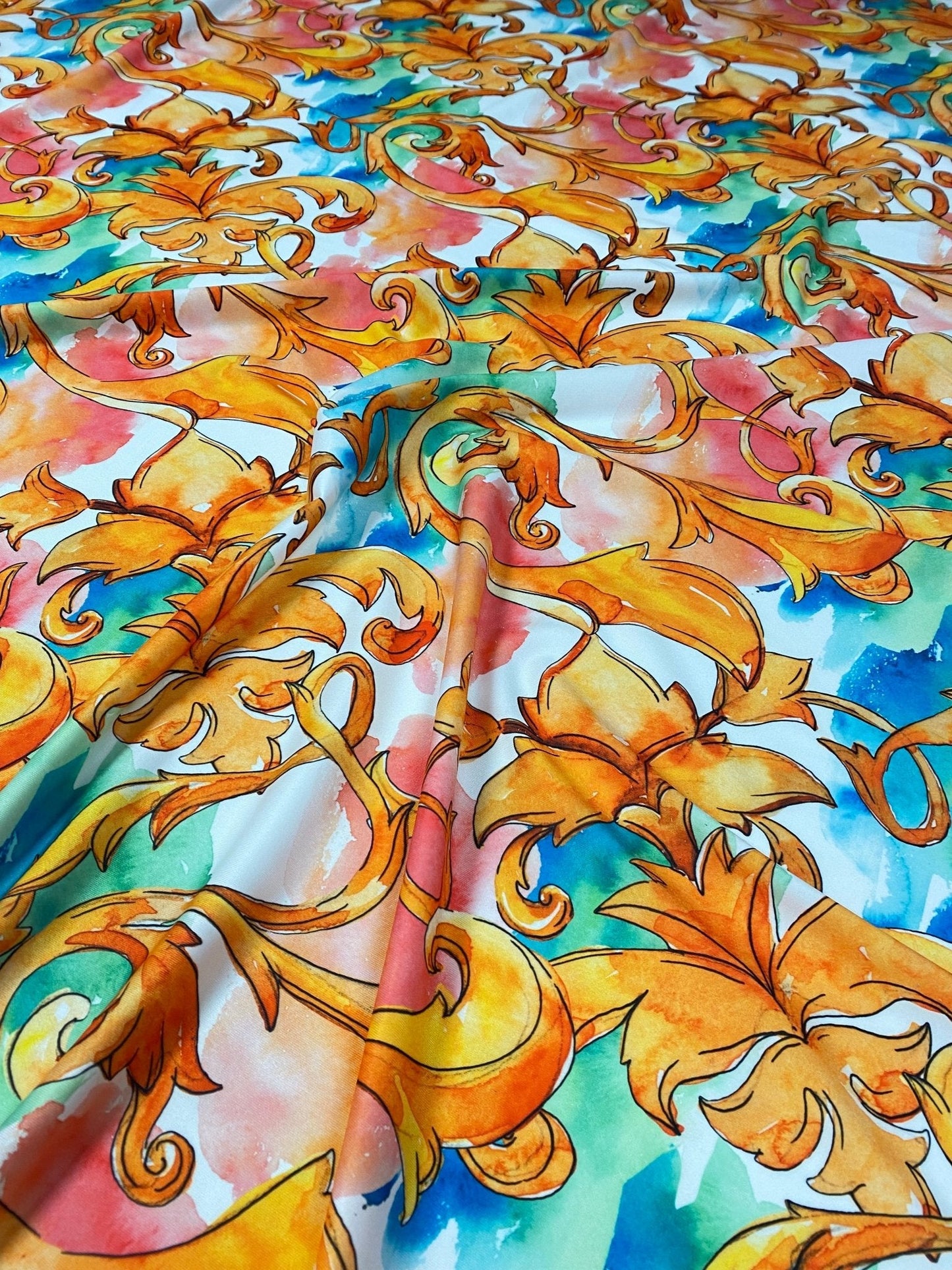 Luxury Ornate Medallion and Chain Print Fabric