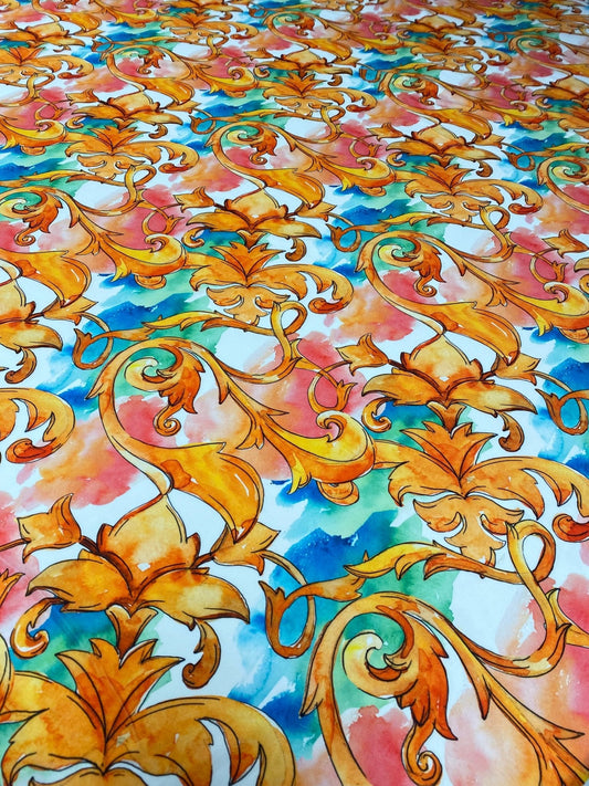 Luxury Ornate Medallion and Chain Print Fabric