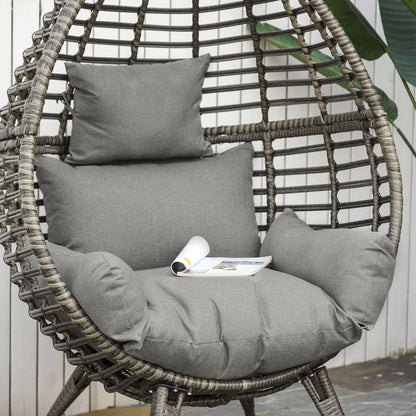 Teardop PE Wicker Rattan Chair w/ Thick Cushions 4 Legs Outdoor Seat Egg Garden