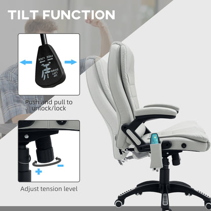 HOMCOM Heated Vibrating Massage Chair with Reclining Function, Light Grey