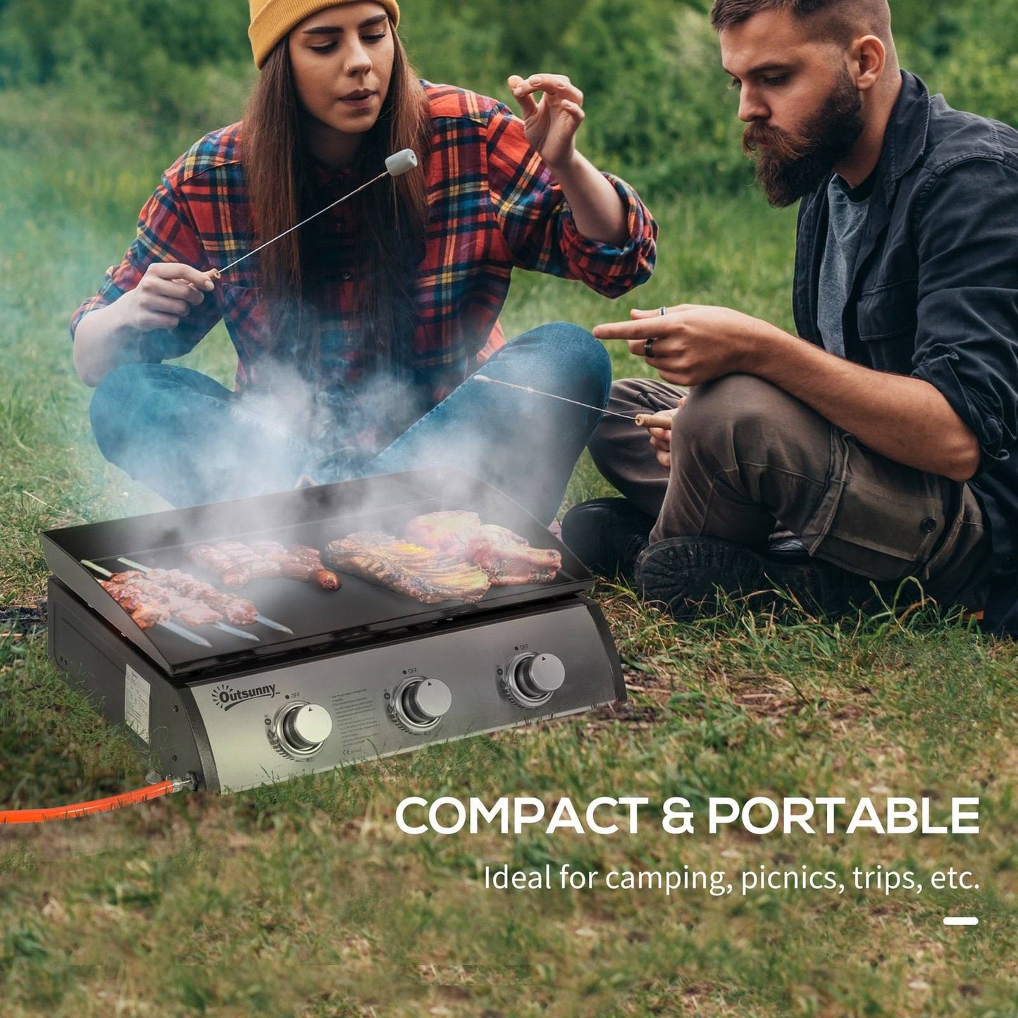 Gas Plancha Grill with 3 Stainless Steel Burner