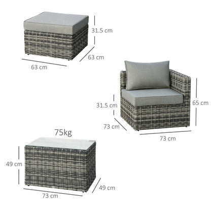 5-Piece Rattan Garden Furniture Set w/ 10cm Thick Cushions