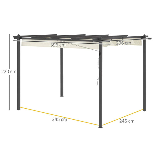 4 x 3M Aluminum Pergola with Retractable Roof