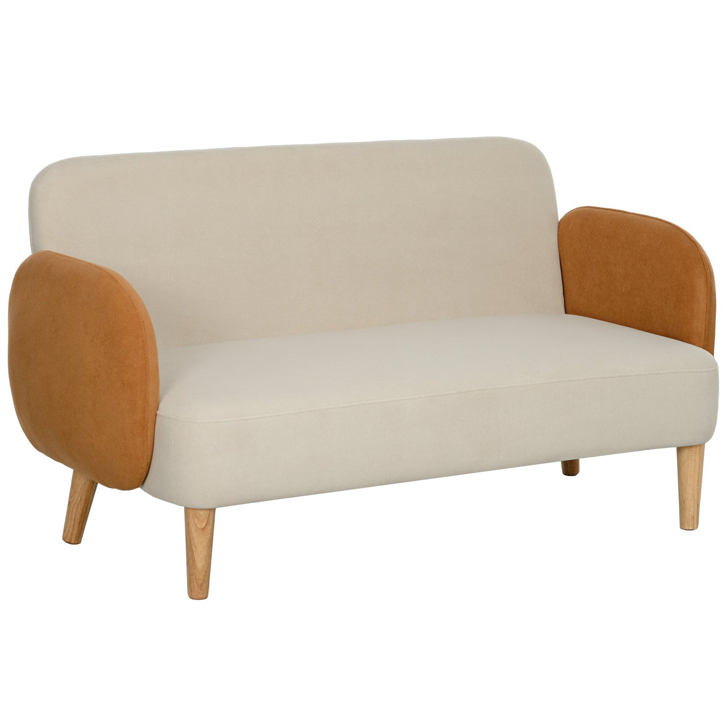 HOMCOM Modern 2 Seater Sofa w/ Rubber Wood Legs 130 x 74 x 76cm