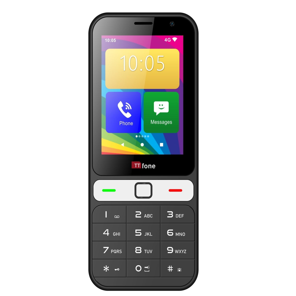 TTfone TT280 – 4G Android Mobile Phone with Google Play Store, O2 Pay As You Go SIM, and mains charger included.