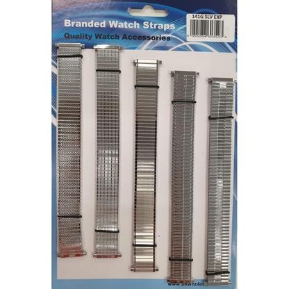 Gents Metal Chrome Expander Watch Straps 5 Pk (adjusts 17-23mm)