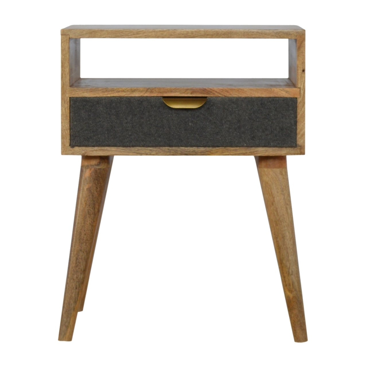 Artisan Furniture Solid Wood Grey Tweed Bedside with Open Slot