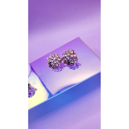Flower Cluster Crystal Non Pierced Clip On Earrings