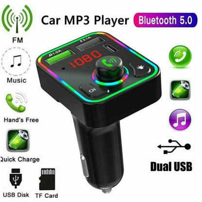 Bluetooth 5.0 Wireless Car FM Transmitter MP3 Player Radio 2 USB Charger Adapter