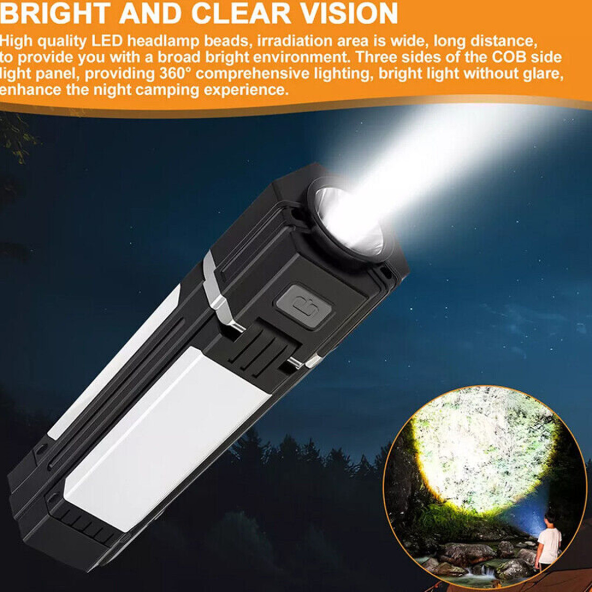 Rechargeable Foldable LED Camping Lantern Light Outdoor Camping Hiking Flashlight  Work Light  Camping Lantern Light