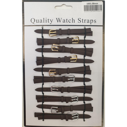 Brown Leather Watch Straps Pk10 size 6mm 1001BK