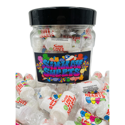Simway Sweets Jar 665g - Swizzels Love Heart Rolls - Individually Wrapped Sweets - Approximately 50 Pieces