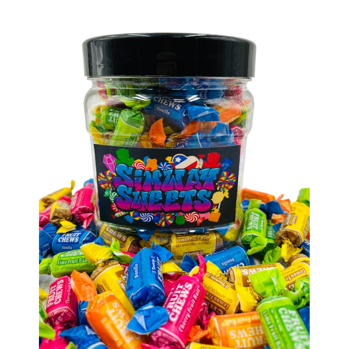 Simway Sweets Jar 765g - Tootsie Fruit Chews - American Sweets - Approximately 100 Pieces