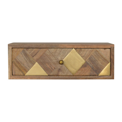 Artisan Furniture Solid Wood Wall Mounted Brass Inlay Bedside