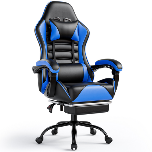 Video Game Chair for Adults, Computer Chair Gaming Chairs for Kids, Adjustable Lumbar Pillow Headrest Office Desk Chair Gamer Chair with Footrest