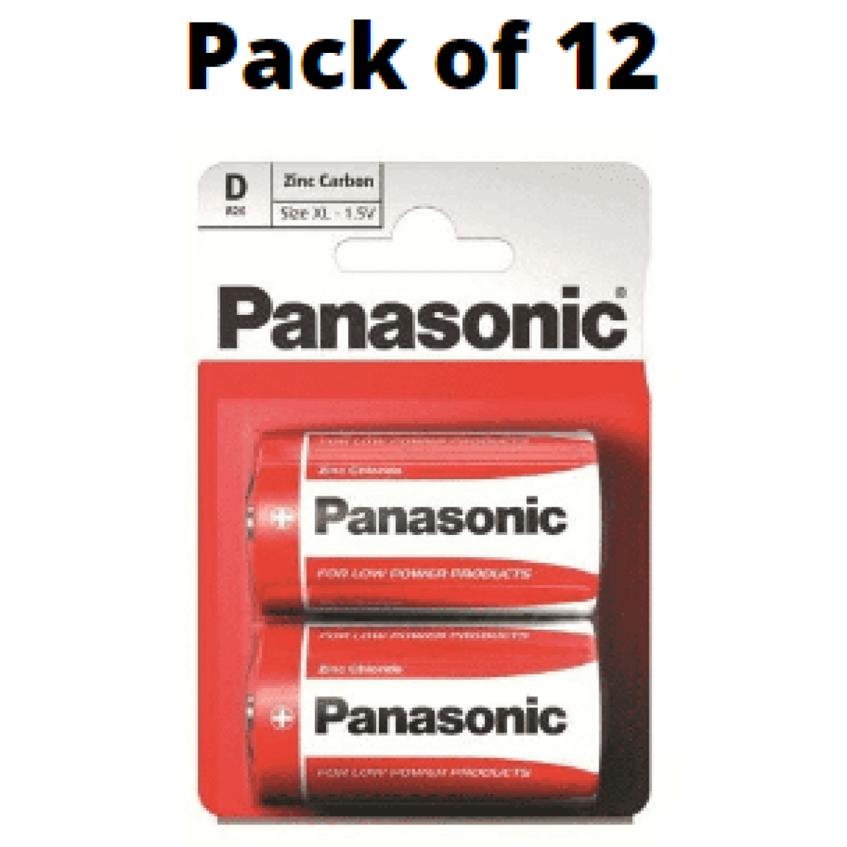 Panasonic D Size Zinc Batteries Pack of 12