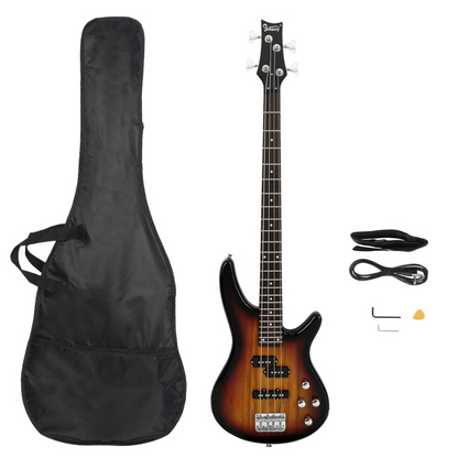 GIB Electric Bass Guitar Full Size 4 String Sunset Color
