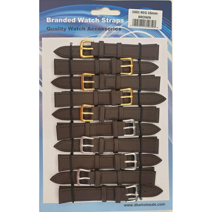 Brown Leather Watch Straps Pk10 size 18mm 1001BK