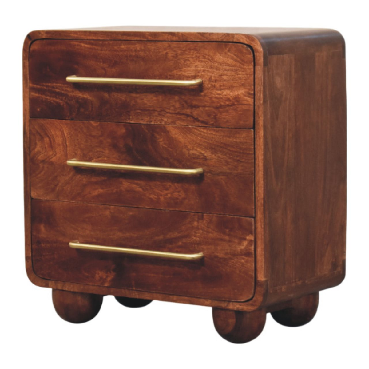 Artisan Furniture Solid Wood 3-Drawer Rounded Chest, Brown