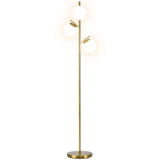 HOMCOM Modern Tree Floor Lamp with 3 Light, for Living Room Bedroom, Gold
