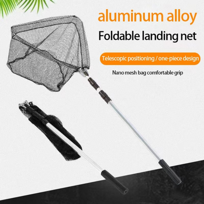 Foldable Landing Net Aluminum Alloy Frame Fishing Replacement Triangular Fishing For Easy Catches Portable Net Corrosions Resistant For Outdoor Activity