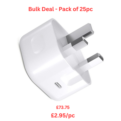 Ven-Dens 20w Type C Travel Wall Plug Fast Charging Power Adapter Bulk Pack 25PC