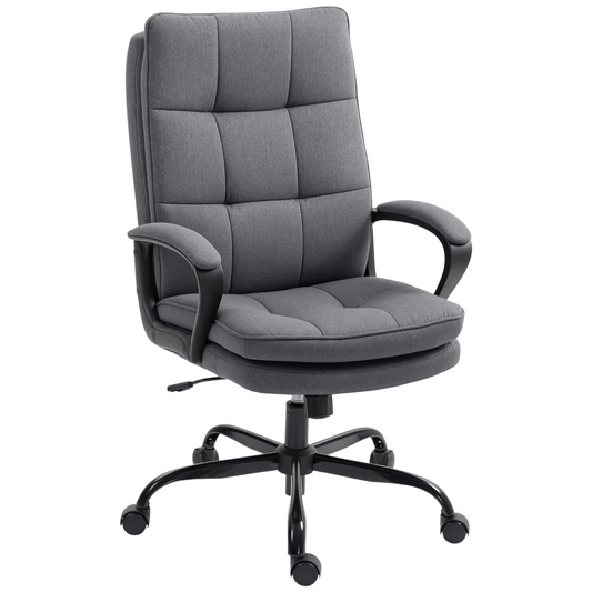 HOMCOM Fabric Office Chair, Computer Desk Chair for Home, Charcoal Grey