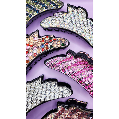 Scalloped Crystal Hair Clamps Pack of 12
