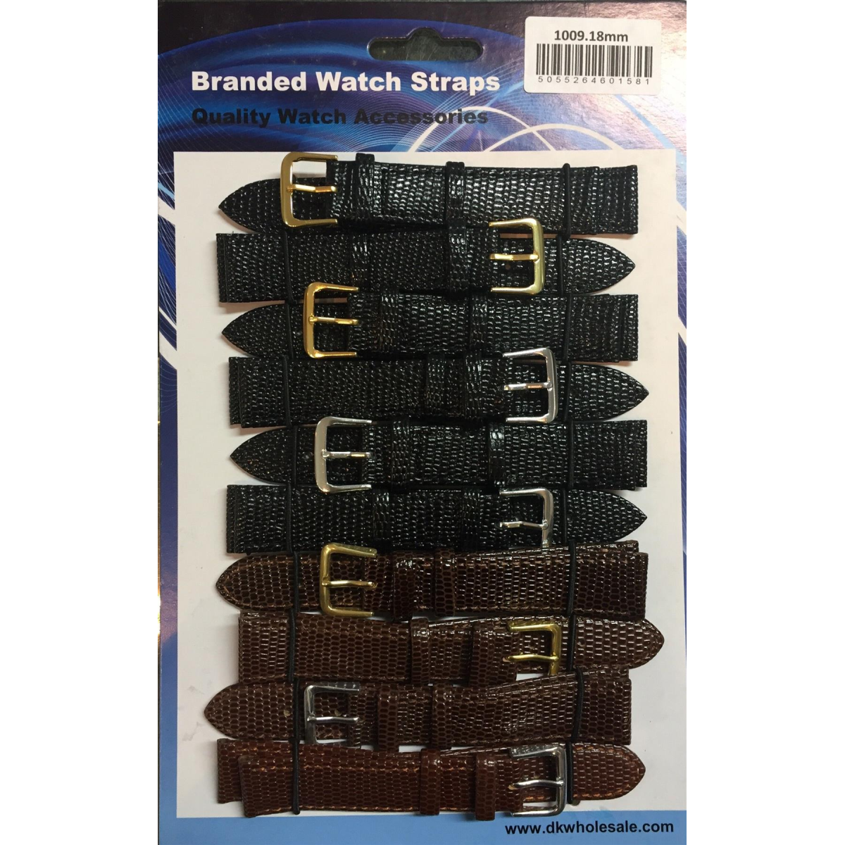 Lizard Grain Leather Black and Brown Watch Straps Pk10 size 14mm 1009