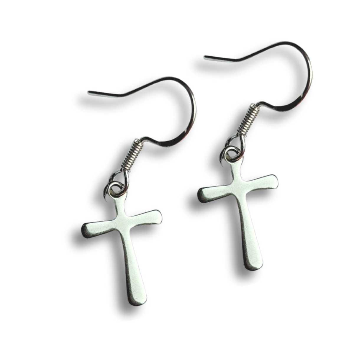 Silver Cross Drop Earrings